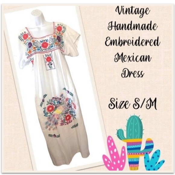 1970s One of A Kind Hand Embroidered San Mateo Huipil Dress main image 1